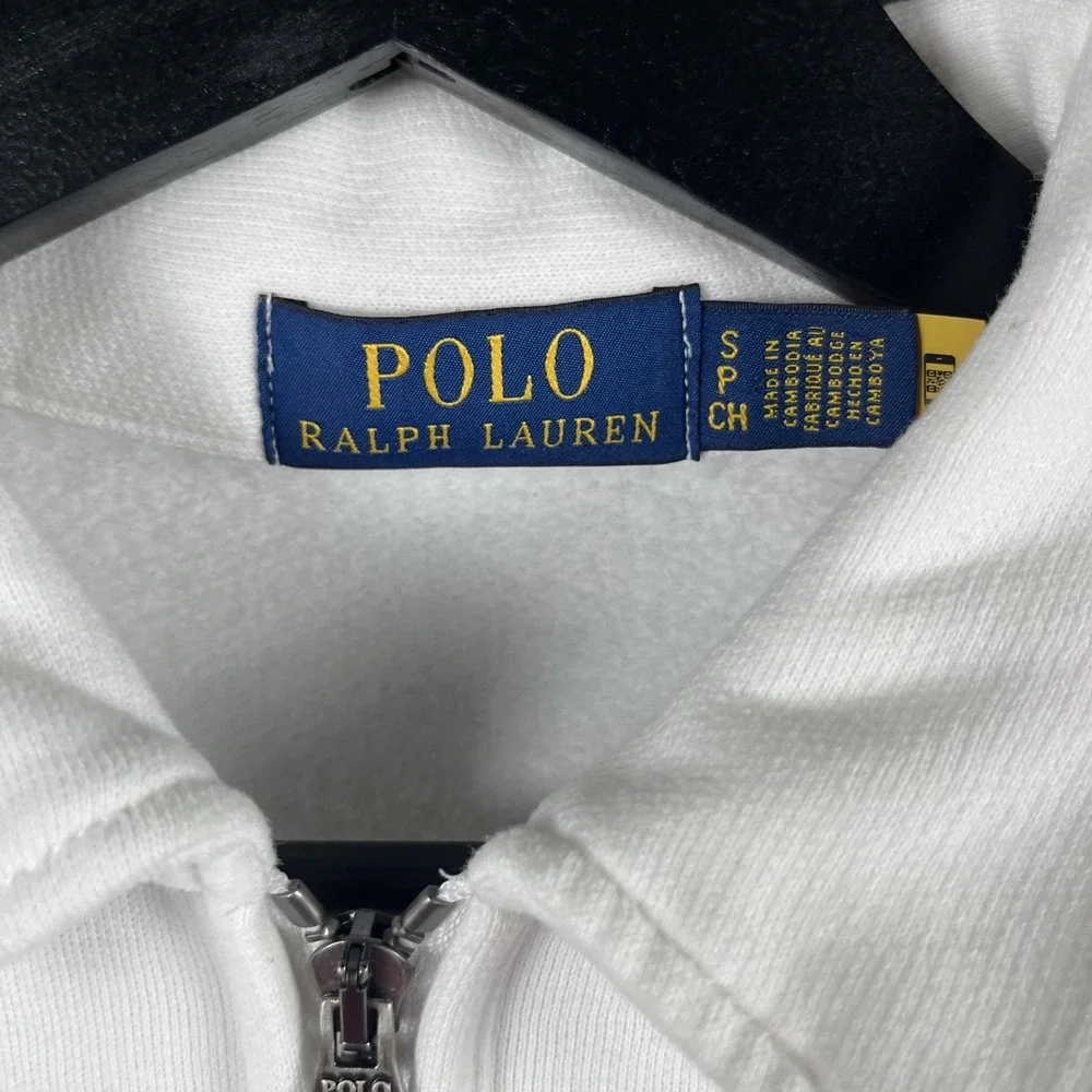 Polo Ralph Lauren Men's White Spell Logo Fleece Quarter Sweatshirt Small